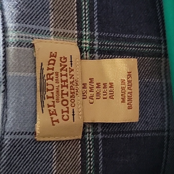 Telluride Clothing Co. M Blue/Tan Plaid Lightweight Flannel Shirt - Picture 4 of 7